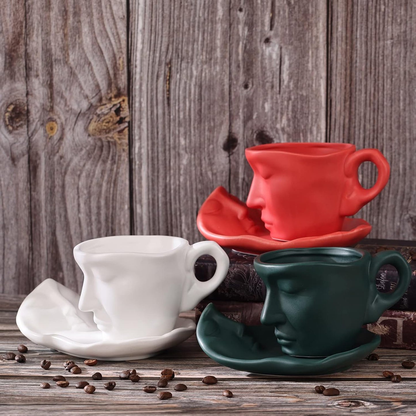 Tea Cup and Saucer Set Ceramic Kissing Couple Coffee Mug Set